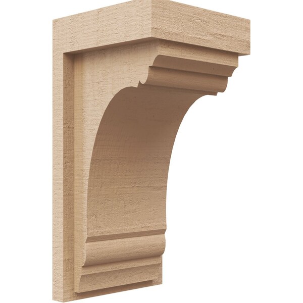 Ekena Millwork 5"W x 5"D x 10"H Wide Warren Rough Cedar Woodgrain TimberThane Corbel, Primed Tan CORUR05X05X10WARRCPR - main